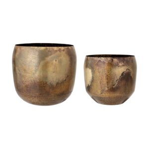 SET OF 2 SIZES FLOWERPOT IN BRASS (#)