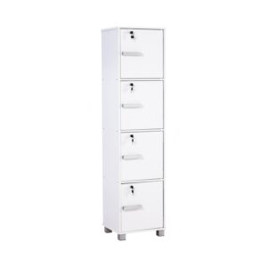 NAOMI 4 DOOR STORAGE BOX WITH LOCK WHITE