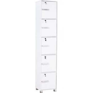 NAOMI 5 DOOR STORAGE BOX WITH LOCK WHITE
