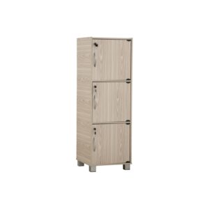 CODEY 3 DOOR STORAGE BOX WITH LOCK & LEG SILVER/GREY LINE