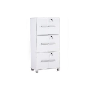 NAOMI 6 DOOR STORAGE BOX WITH LOCK WHITE