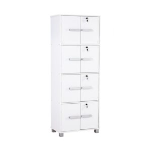 NAOMI 8 DOOR STORAGE BOX WITH LOCK WHITE