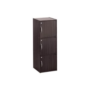 CODEY 3 DOOR STORAGE BOX WITH LOCK LIGHT CAPPUCCINO